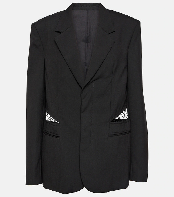  Dion Lee Dion Lee Lace-trimmed Cutout Wool Blazer 