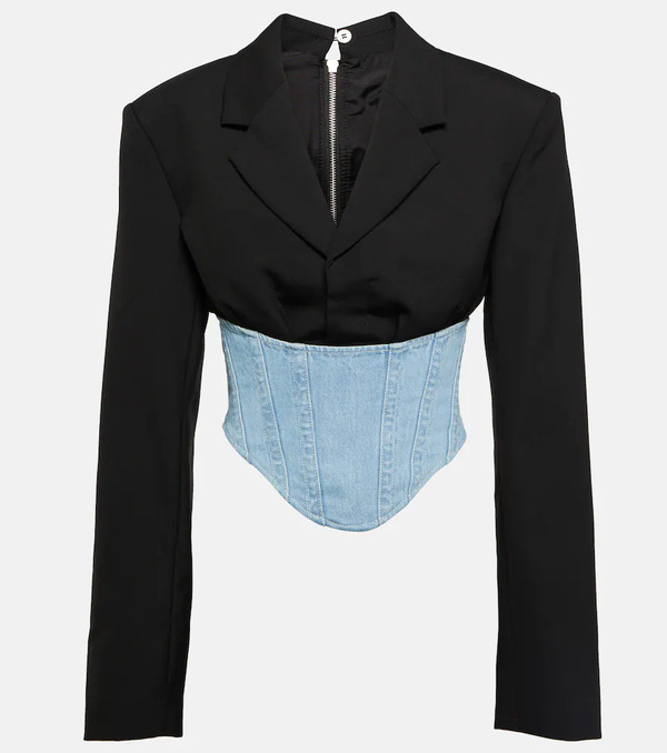  Dion Lee Dion Lee Wool And Denim Bustier Blazer 