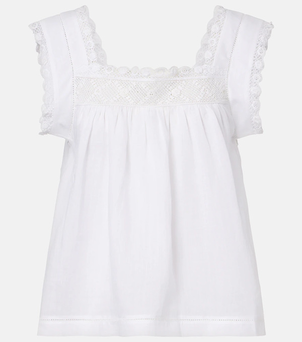  Doen Doen Aphra Lace-trimmed Ramie Top 