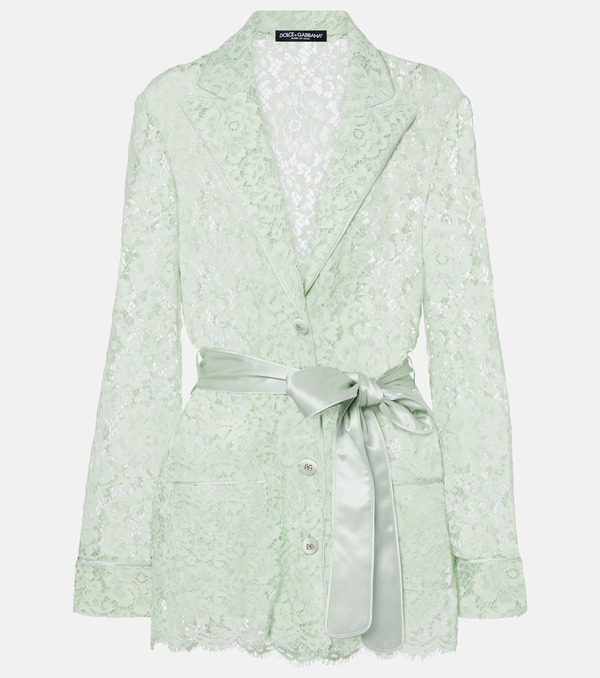  Dolce&gabbana Dolce&gabbana Belted Lace Blazer 
