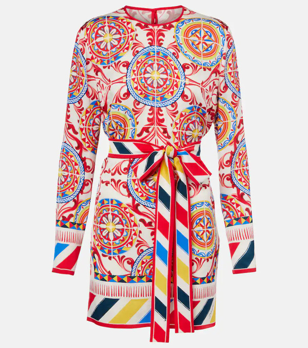  Dolce&gabbana Dolce&gabbana Belted Printed Silk Top 