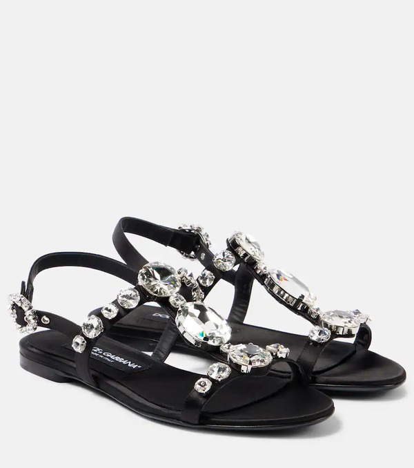  Dolce&gabbana Dolce&gabbana Bianca Embellished Satin Sandals 