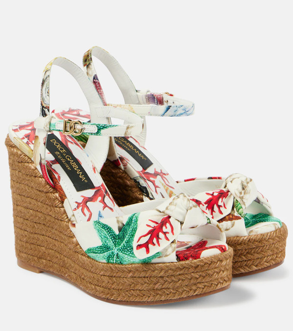  Dolce&gabbana Dolce&gabbana Capri Cava Printed Espadrille Wedges 