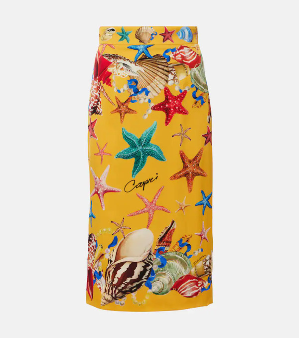  Dolce&gabbana Dolce&gabbana Capri Printed Silk-blend Midi Skirt 