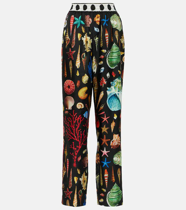 Dolce&gabbana Dolce&gabbana Capri Printed Silk Satin Pants 