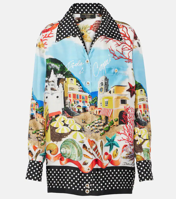  Dolce&gabbana Dolce&gabbana Capri Printed Silk Satin Shirt 