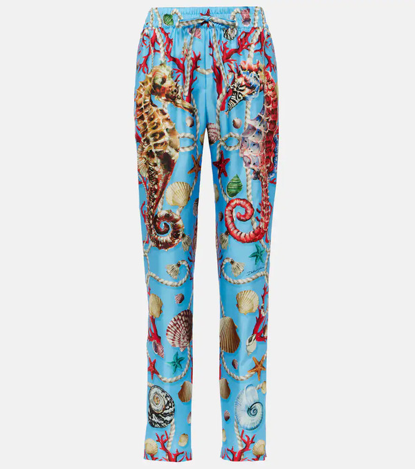  Dolce&gabbana Dolce&gabbana Capri Printed Silk Straight Pants 