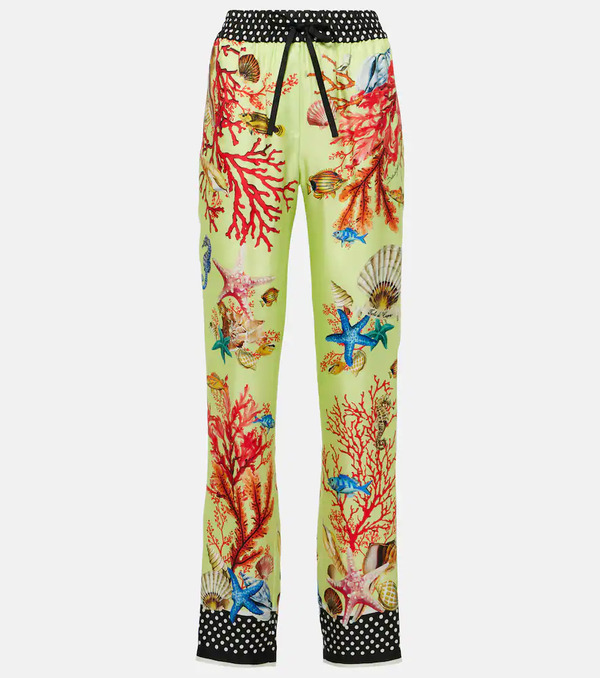  Dolce&gabbana Dolce&gabbana Capri Printed Silk Tapered Pants 