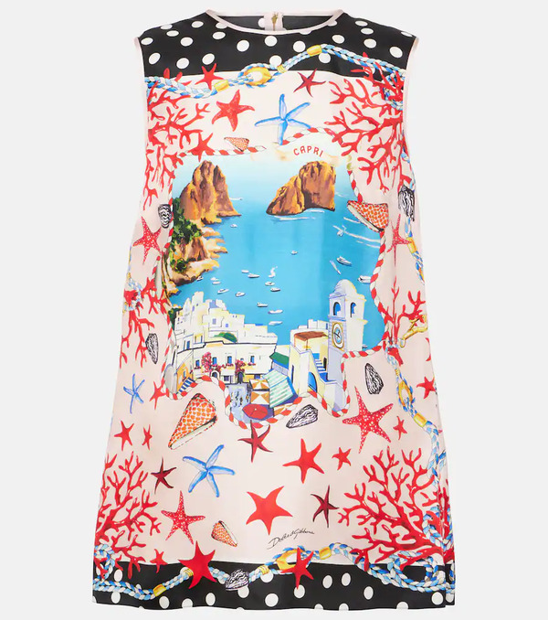 Dolce&gabbana Dolce&gabbana Capri Printed Silk Top 