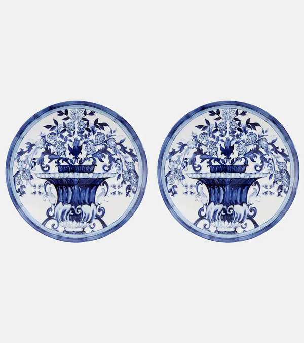  Dolce&gabbana Casa Dolce&gabbana Casa Blu Mediterraneo Set Of 2 Dinner Plates 
