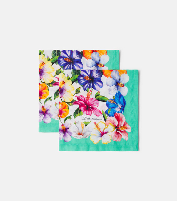  Dolce&gabbana Casa Dolce&gabbana Casa Set Of 2 Floral Linen Napkins 