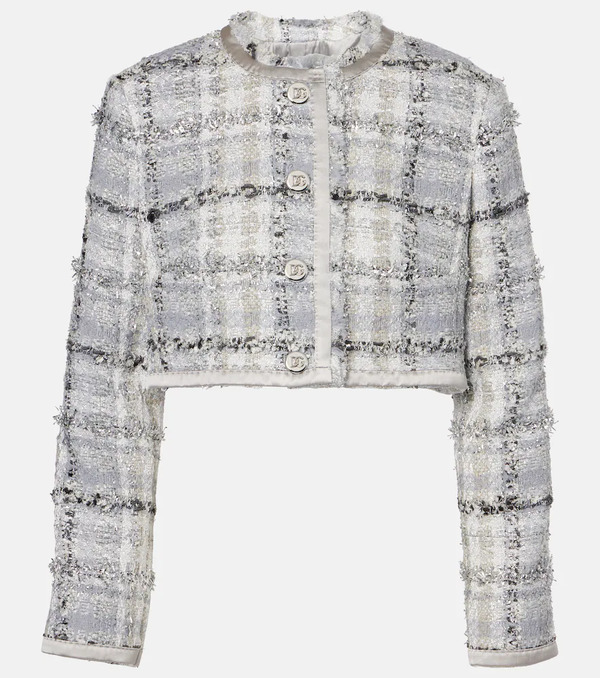  Dolce&gabbana Dolce&gabbana Checked Cropped Lame Tweed Jacket 