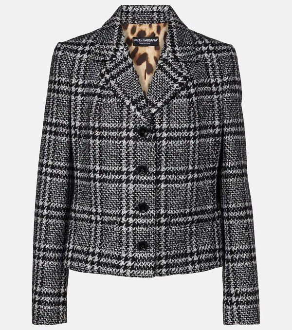  Dolce&gabbana Dolce&gabbana Checked Wool, Silk, And Llama-blend Jacket 