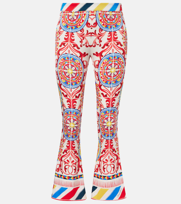  Dolce&gabbana Dolce&gabbana Cropped Printed Silk-blend Flared Pants 