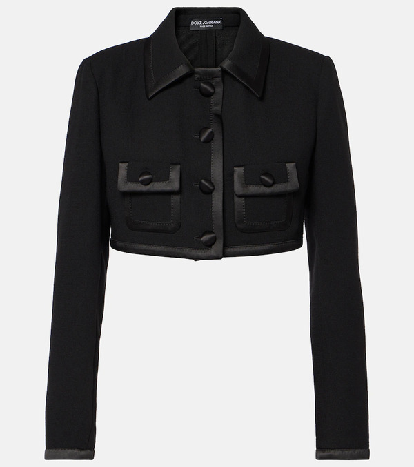  Dolce&gabbana Dolce&gabbana Cropped Wool And Silk-blend Jacket 