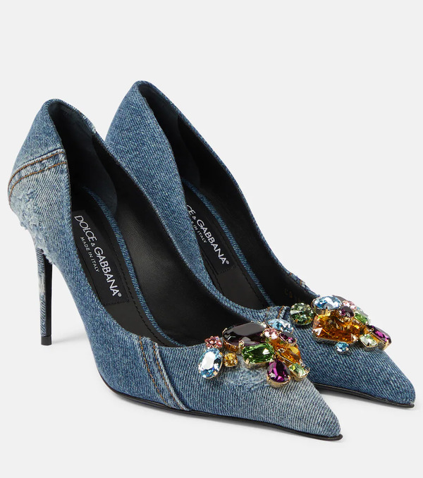  Dolce&gabbana Dolce&gabbana Crystal-embellished Denim Pumps 