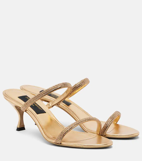  Dolce&gabbana Dolce&gabbana Crystal-embellished Satin Mules 