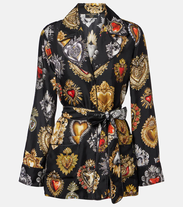  Dolce&gabbana Dolce&gabbana Devotion Belted Silk Twill Blouse 