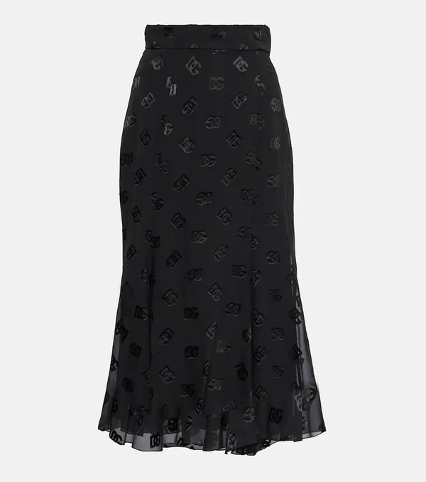  Dolce&gabbana Dolce&gabbana Dg Devore Satin Midi Skirt 