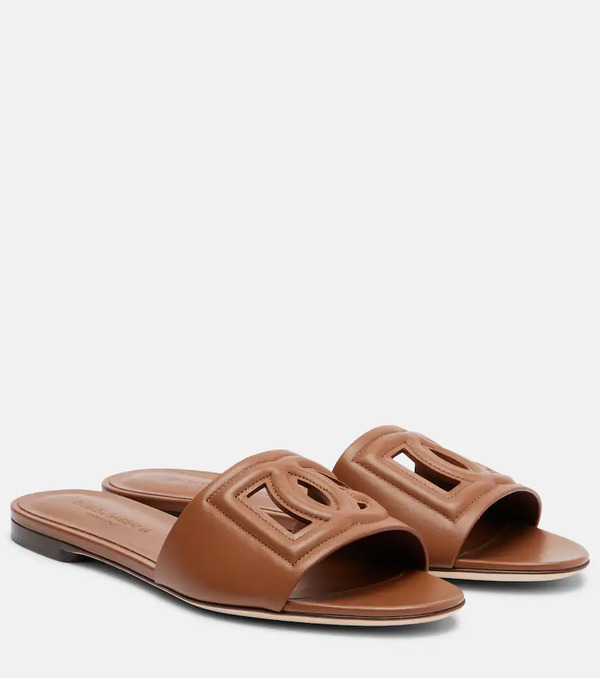  Dolce&gabbana Dolce&gabbana Dg Leather Slides 