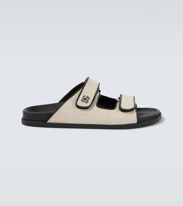  Dolce&gabbana Dolce&gabbana Dg Leather-trimmed Canvas Sandals 
