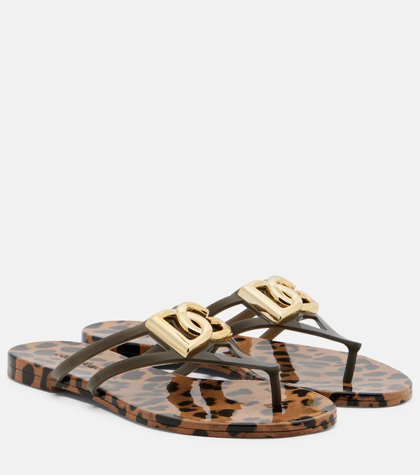  Dolce&gabbana Dolce&gabbana Dg Leopard-print Thong Sandals 