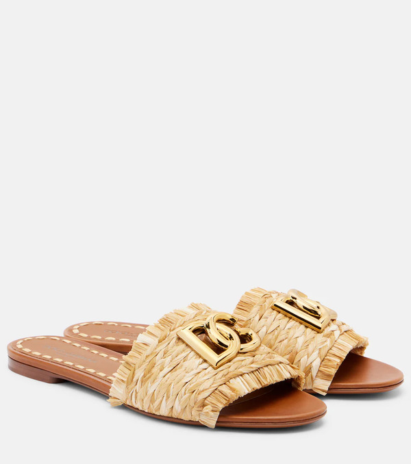 Dolce&gabbana Dolce&gabbana Dg Raffia-effect Slides 