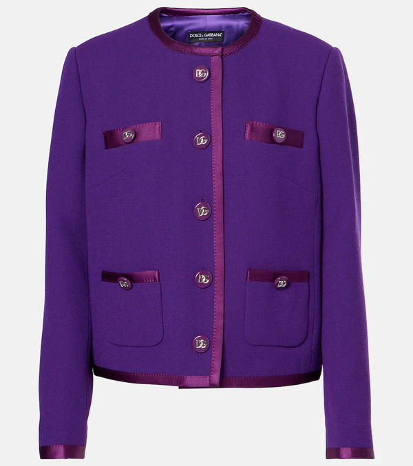  Dolce&gabbana Dolce&gabbana Dg Satin-trimmed Wool-blend Crepe Jacket 