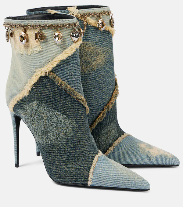  Dolce&gabbana Dolce&gabbana Embellished Denim Ankle Boots 