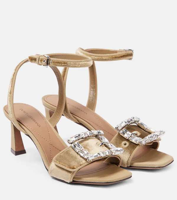  Dolce&gabbana Dolce&gabbana Embellished Velvet Sandals 