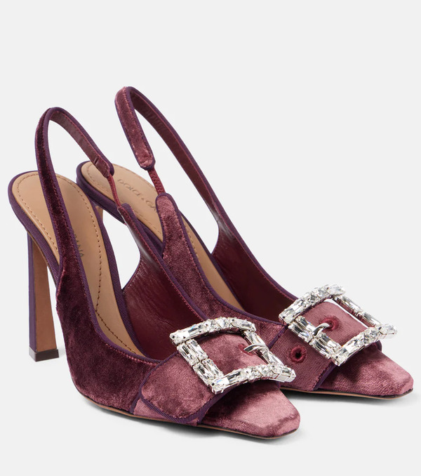  Dolce&gabbana Dolce&gabbana Embellished Velvet Slingback Pumps 