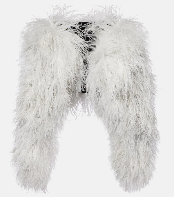  Dolce&gabbana Dolce&gabbana Feather-trimmed Cropped Jacket 