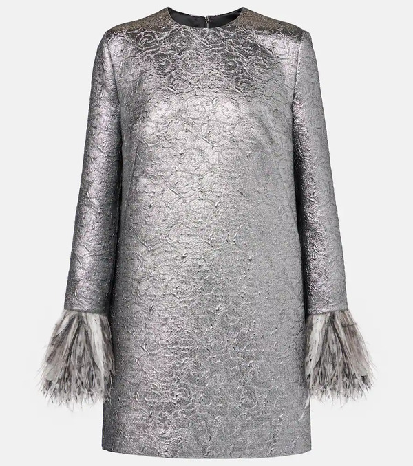  Dolce&gabbana Dolce&gabbana Feather-trimmed Lame Minidress 