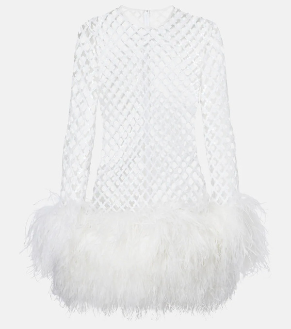  Dolce&gabbana Dolce&gabbana Feather-trimmed Sequined Minidress 