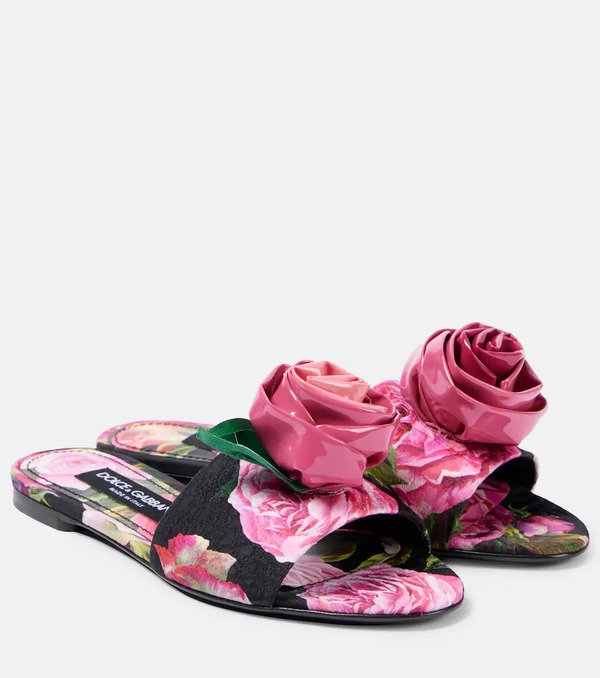  Dolce&gabbana Dolce&gabbana Floral-applique Brocade Slides 