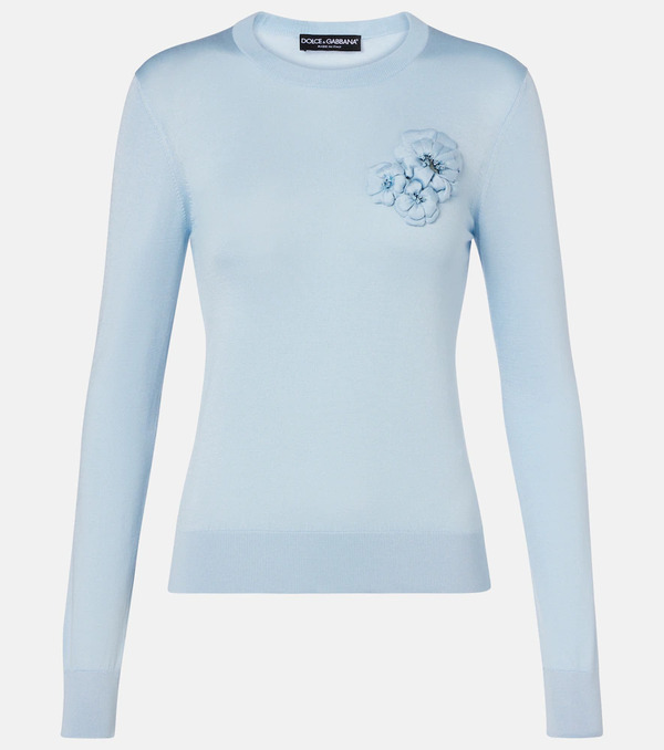  Dolce&gabbana Dolce&gabbana Floral-applique Silk Sweater 