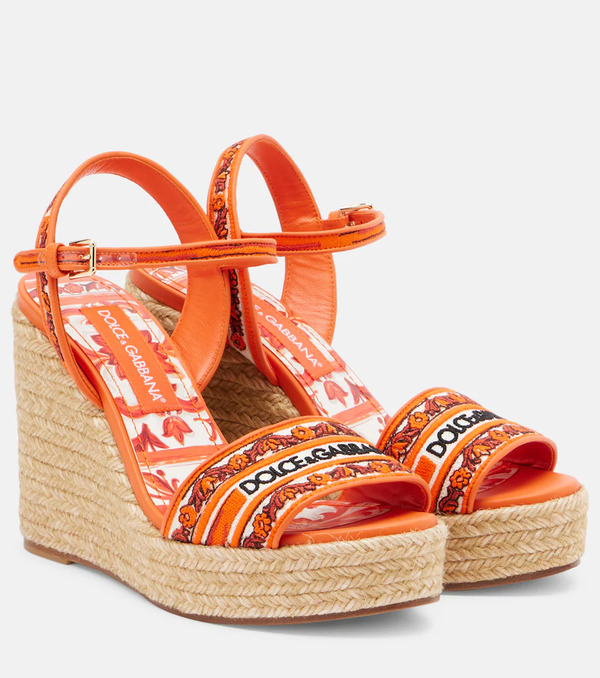  Dolce&gabbana Dolce&gabbana Floral Embroidered Espadrille Wedges 