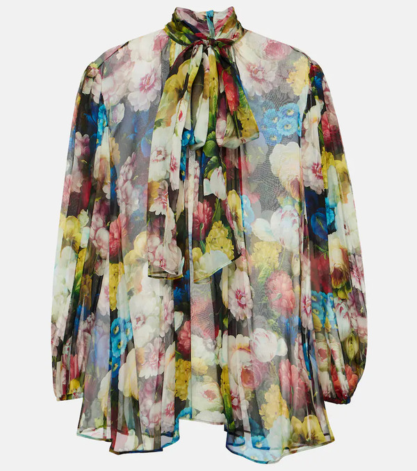  Dolce&gabbana Dolce&gabbana Floral Silk Chiffon Blouse 