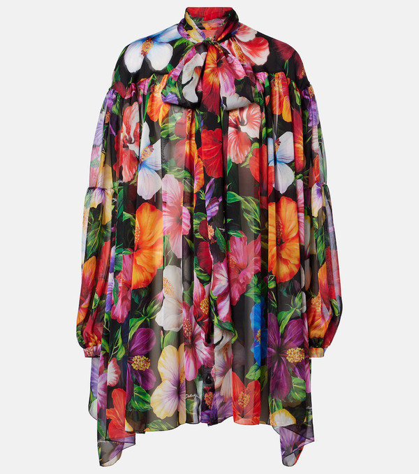  Dolce&gabbana Dolce&gabbana Floral Silk Chiffon Blouse 