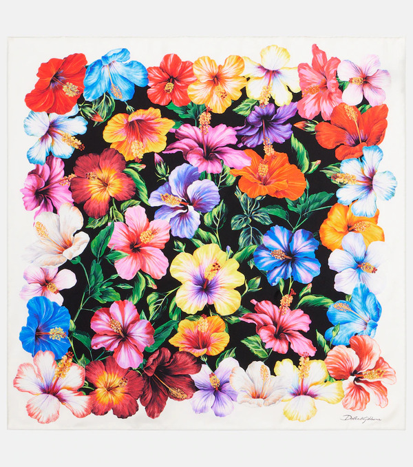  Dolce&gabbana Dolce&gabbana Floral Silk Twill Scarf 