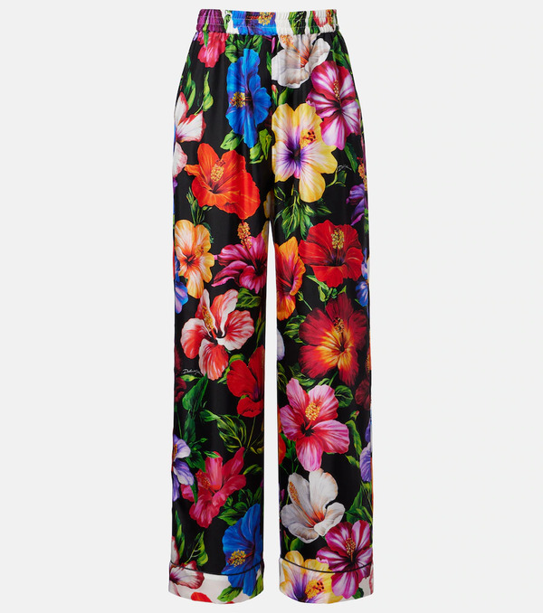  Dolce&gabbana Dolce&gabbana Floral Silk Wide-leg Pants 