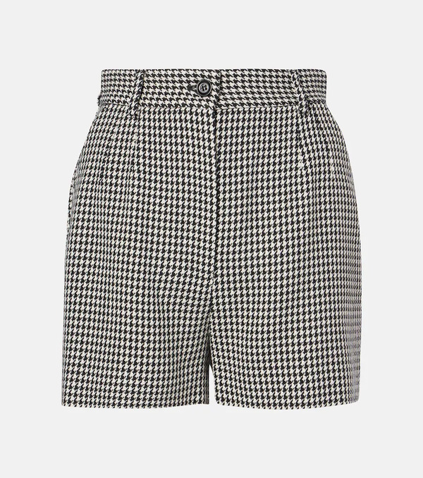  Dolce&gabbana Dolce&gabbana Houndstooth High-rise Wool-blend Shorts 