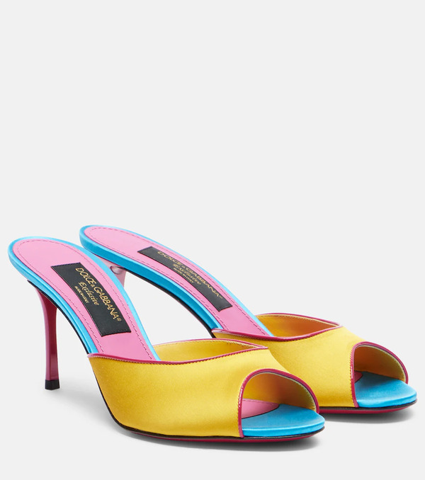  Dolce&gabbana Dolce&gabbana Keira Leather-trimmed Satin Mules 