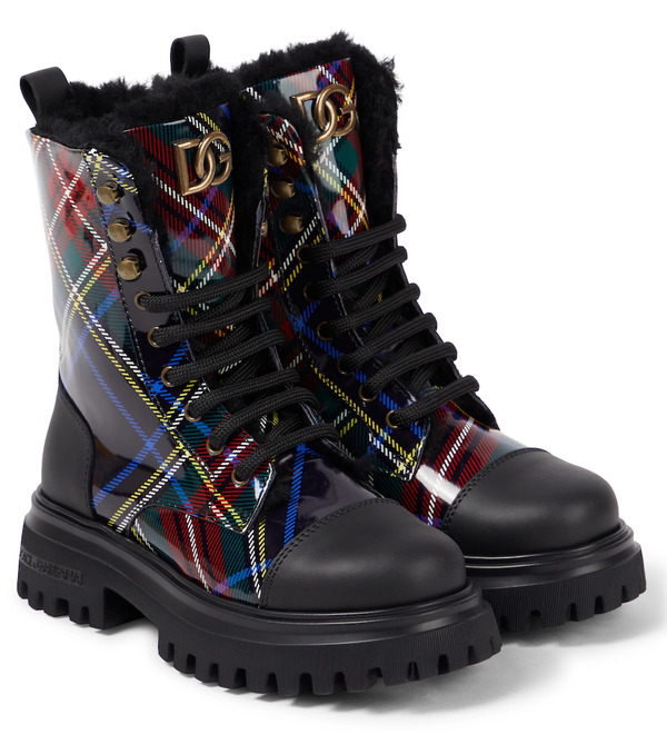  Dolce&gabbana Kids Dolce&gabbana Kids Checked Leather Boots 