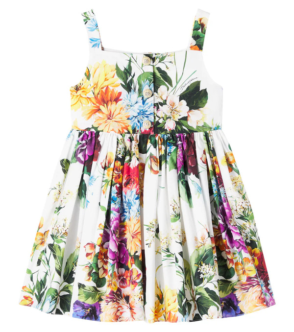  Dolce&gabbana Kids Dolce&gabbana Kids Floral Cotton Poplin Dress 