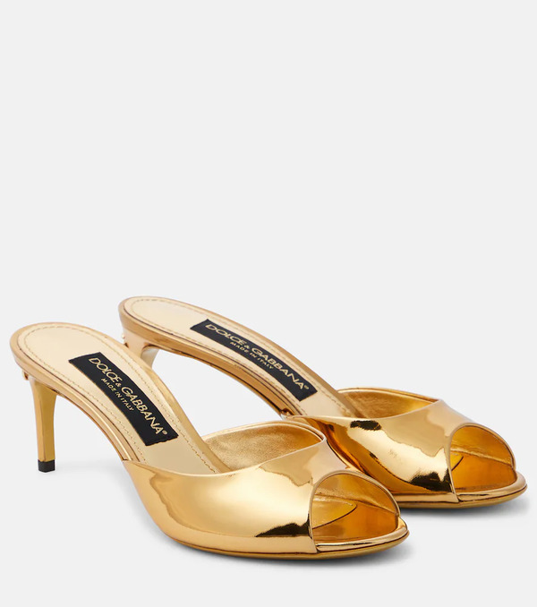  Dolce&gabbana Dolce&gabbana Kiera Mirrored Leather Mules 