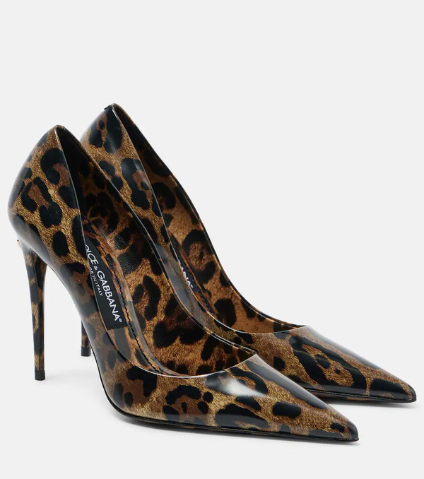  Dolce&gabbana Dolce&gabbana 105 Leopard-print Polished Leather Pumps 