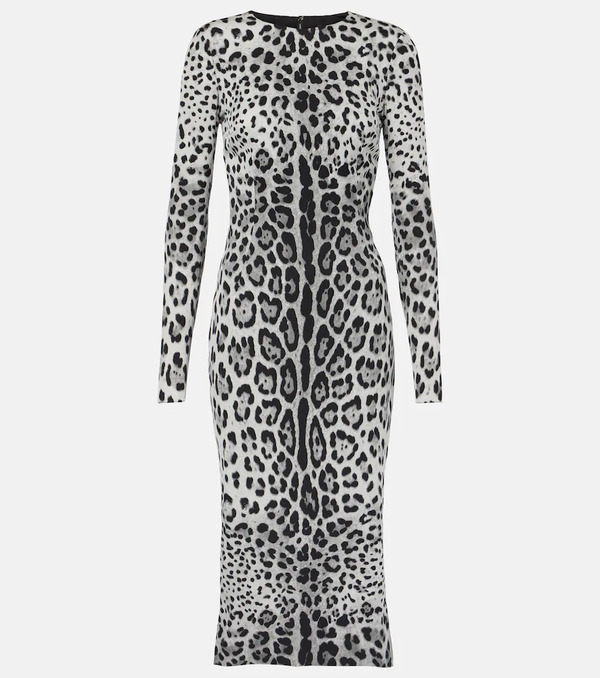  Dolce&gabbana Dolce&gabbana Leopard-print Silk-blend Midi Dress 