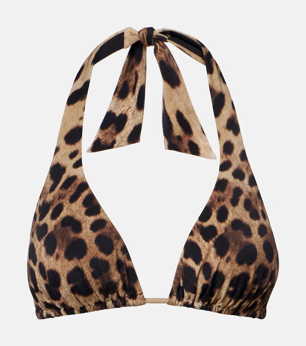  Dolce&gabbana Dolce&gabbana Leopard-print Triangle Bikini Top 