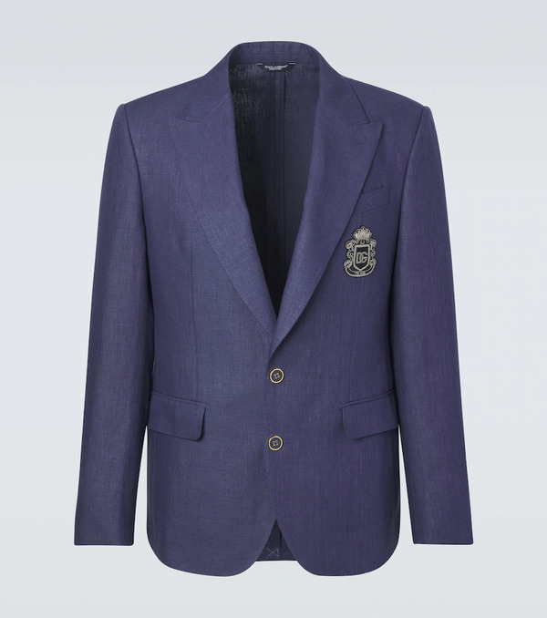  Dolce&gabbana Dolce&gabbana Logo Single-breasted Linen Blazer 